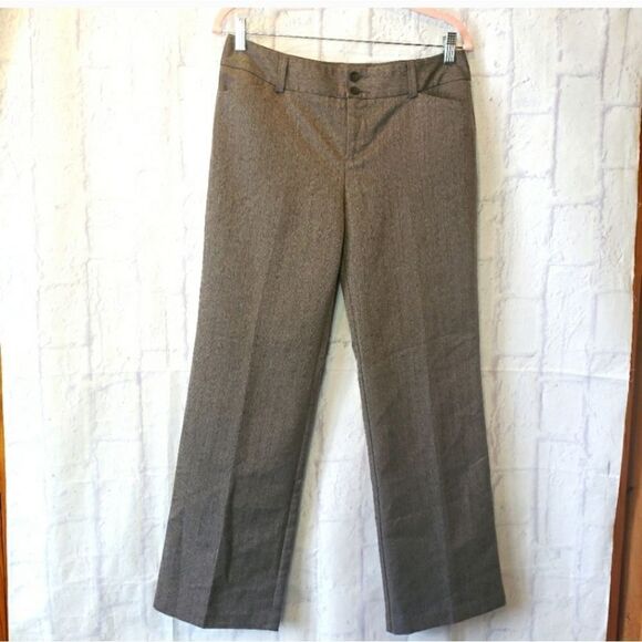 G.H. BASS & Company Wide Leg Herringbone  Trousers Brown 8 - Picture 1 of 8